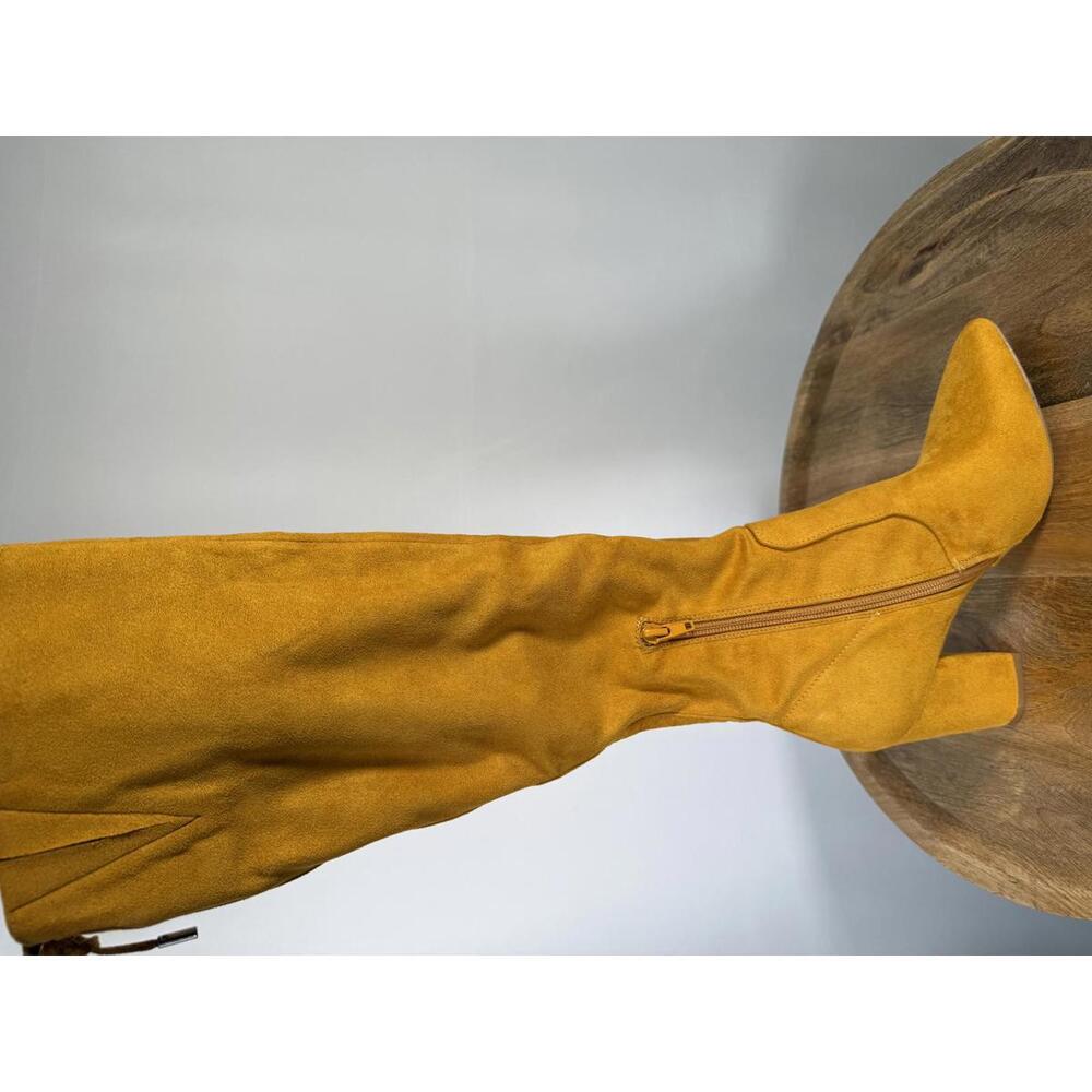 Steve Madden Risky Mustard Suede Below-the-Knee Boots Women’s Size 6.5 NWB - Picture 2 of 11